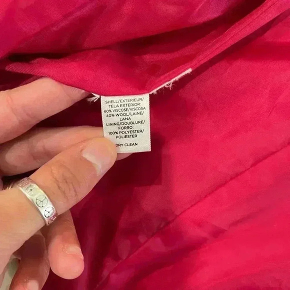Ann Taylor Loft Magenta Pink Peacoat WoolBlend Womens 6 Outerwear Classic Preppy - Picture 6 of 7